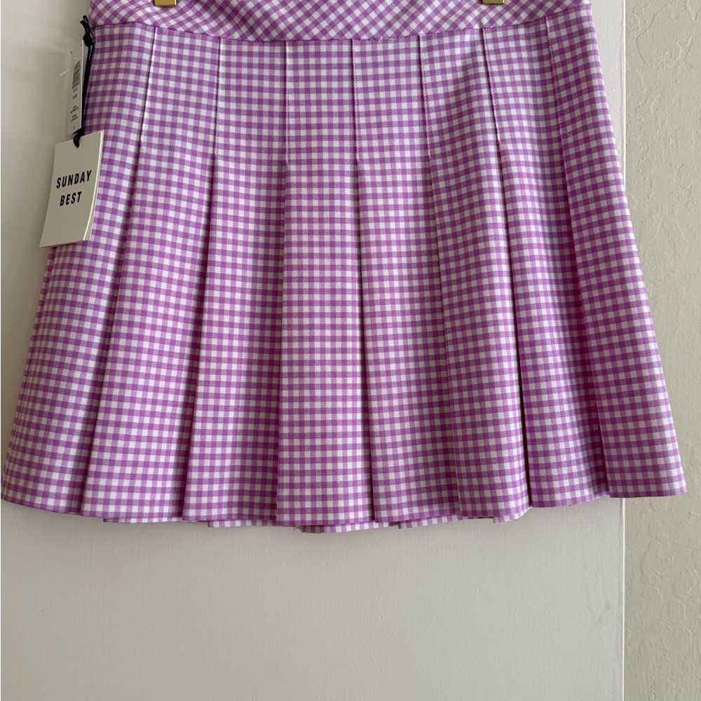 Sunday Best Lavender Checkered Mini Skirt NWT